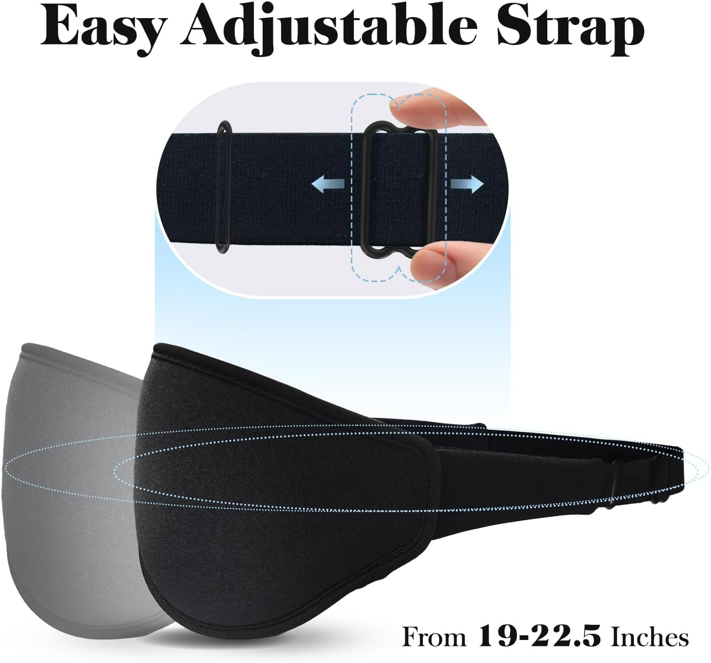 Unisex Sleep Mask — 100% pressure-free, total blackout, with an easily adjustable strap.