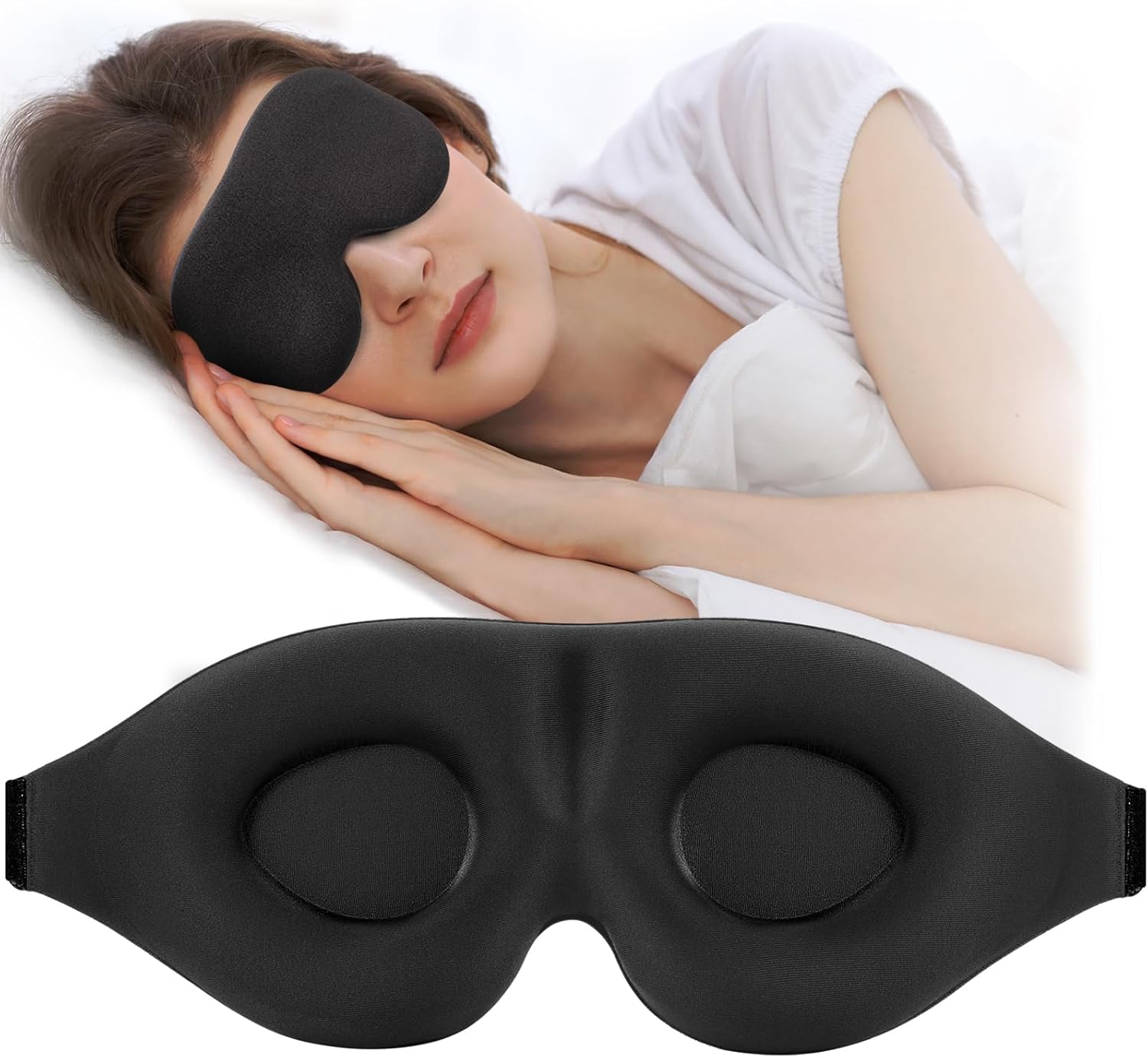 Sleep Mask Designed for Side Sleepers — Unisex Light-Blocking Eye Mask