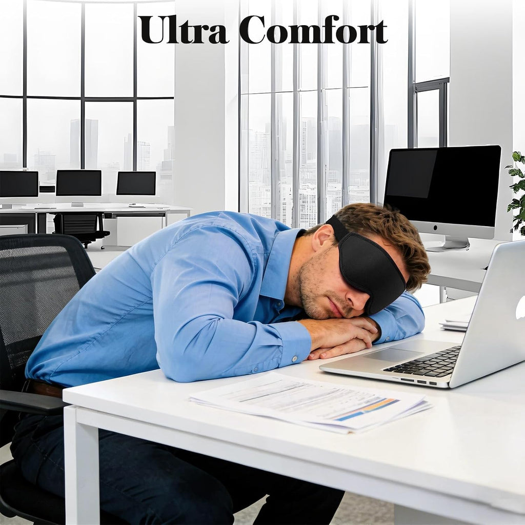 Unisex Sleep Mask — 100% pressure-free, total blackout, with an easily adjustable strap.