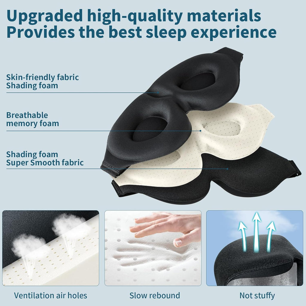 Sleep Mask Designed for Side Sleepers — Unisex Light-Blocking Eye Mask