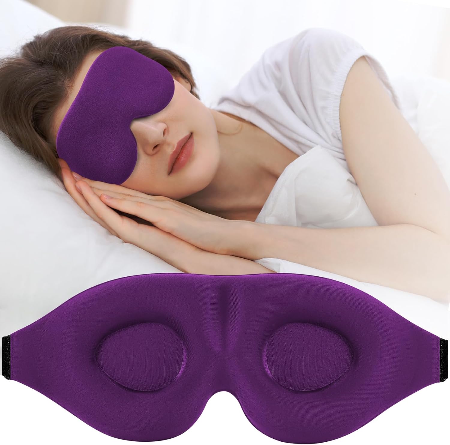 Sleep Mask Designed for Side Sleepers — Unisex Light-Blocking Eye Mask