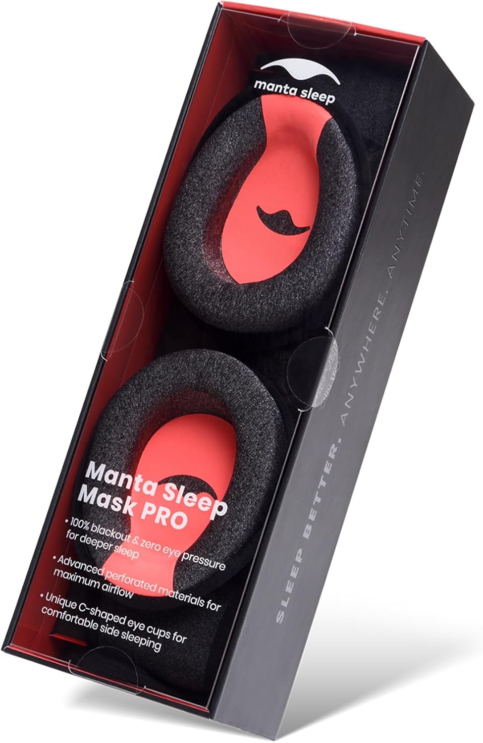 Sleep Mask — Designed for side sleepers, 100% light-blocking.