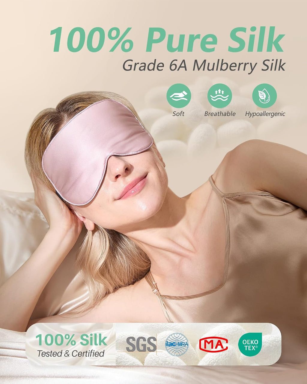 Pure Mulberry Silk Sleep Mask (Pack of 2).