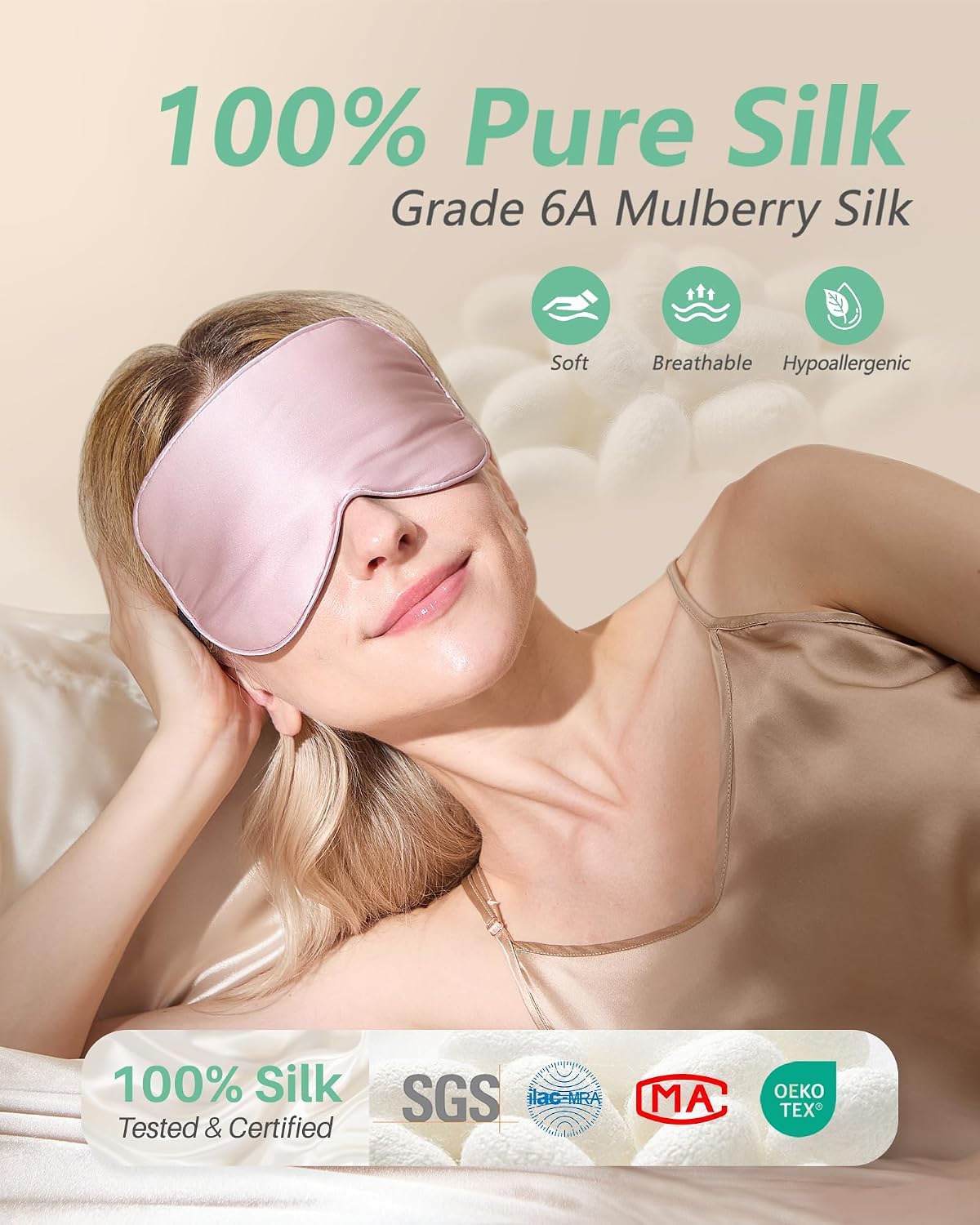 Pure Mulberry Silk Sleep Mask (Pack of 2).