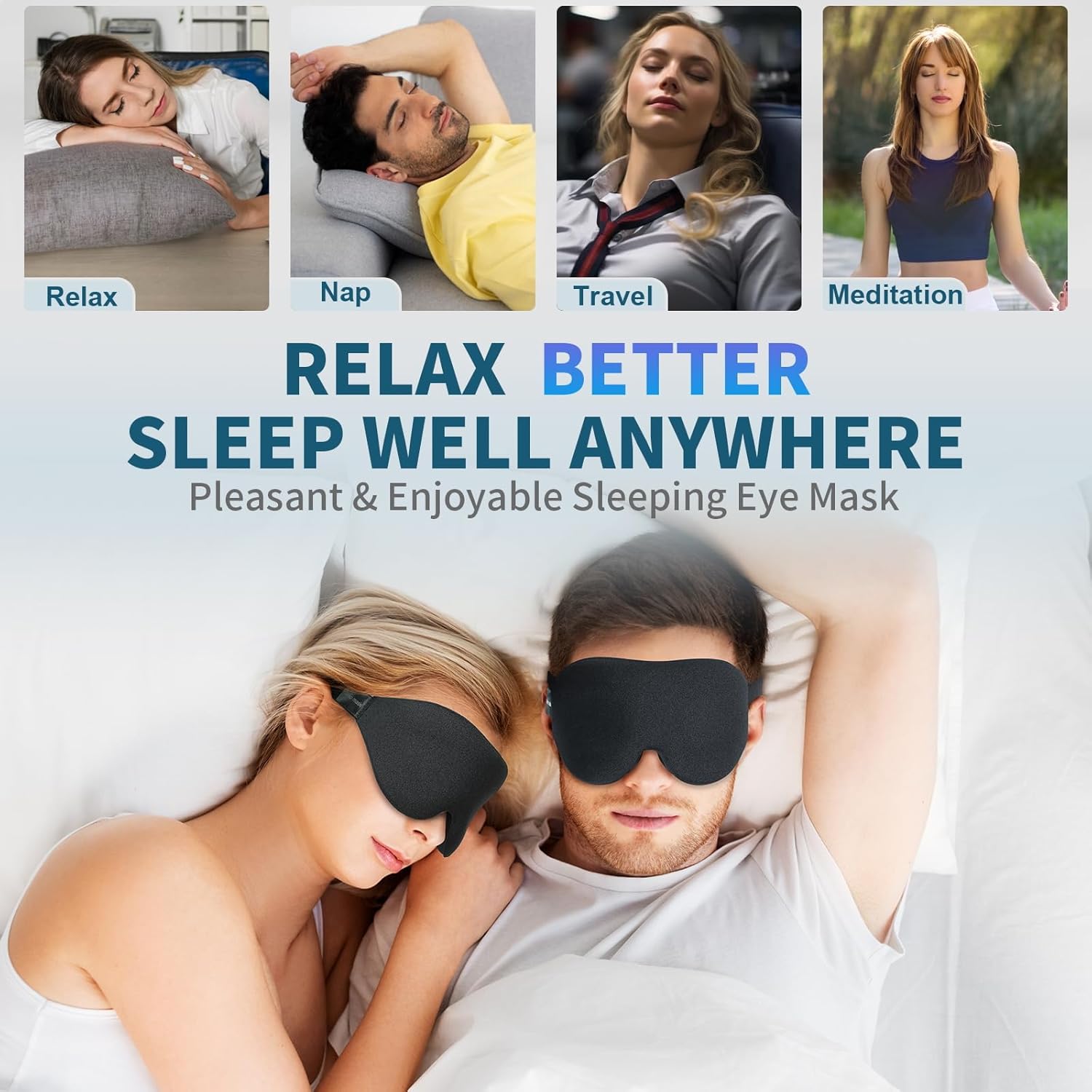 Sleep Mask Designed for Side Sleepers — Unisex Light-Blocking Eye Mask