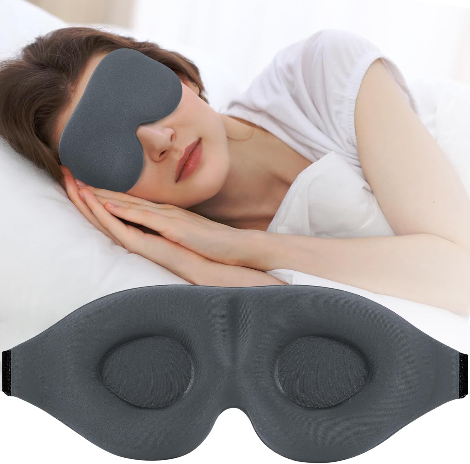 Sleep Mask Designed for Side Sleepers — Unisex Light-Blocking Eye Mask