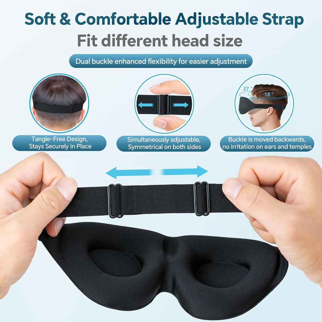 Sleep Mask Designed for Side Sleepers — Unisex Light-Blocking Eye Mask