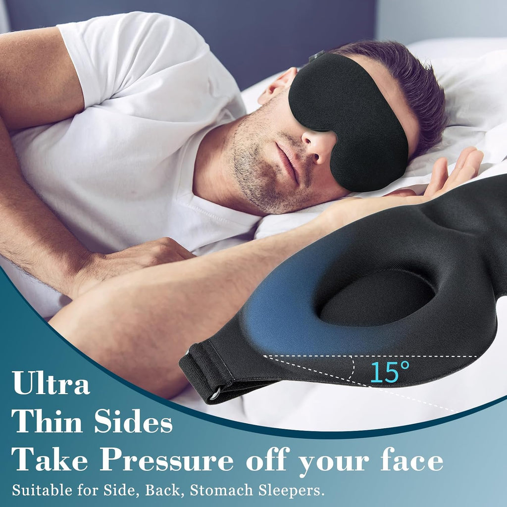Sleep Mask Designed for Side Sleepers — Unisex Light-Blocking Eye Mask